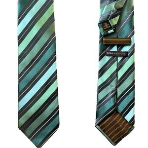 BCBG Silk Tie - Hand Sewn - Green and Black